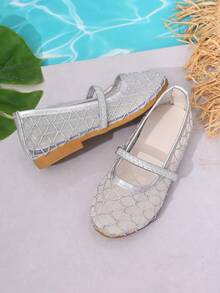1 par de zapatos tipo Mary Jane de estilo hada, con malla, transpirables y sin sensación de ahogo para el verano, zapatos planos y versátiles de fácil deslizamiento - Plateado - Ver 6