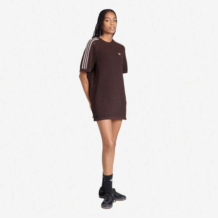 Adidas Originals Knitted Crochet Dress Women's Aurora Coffee