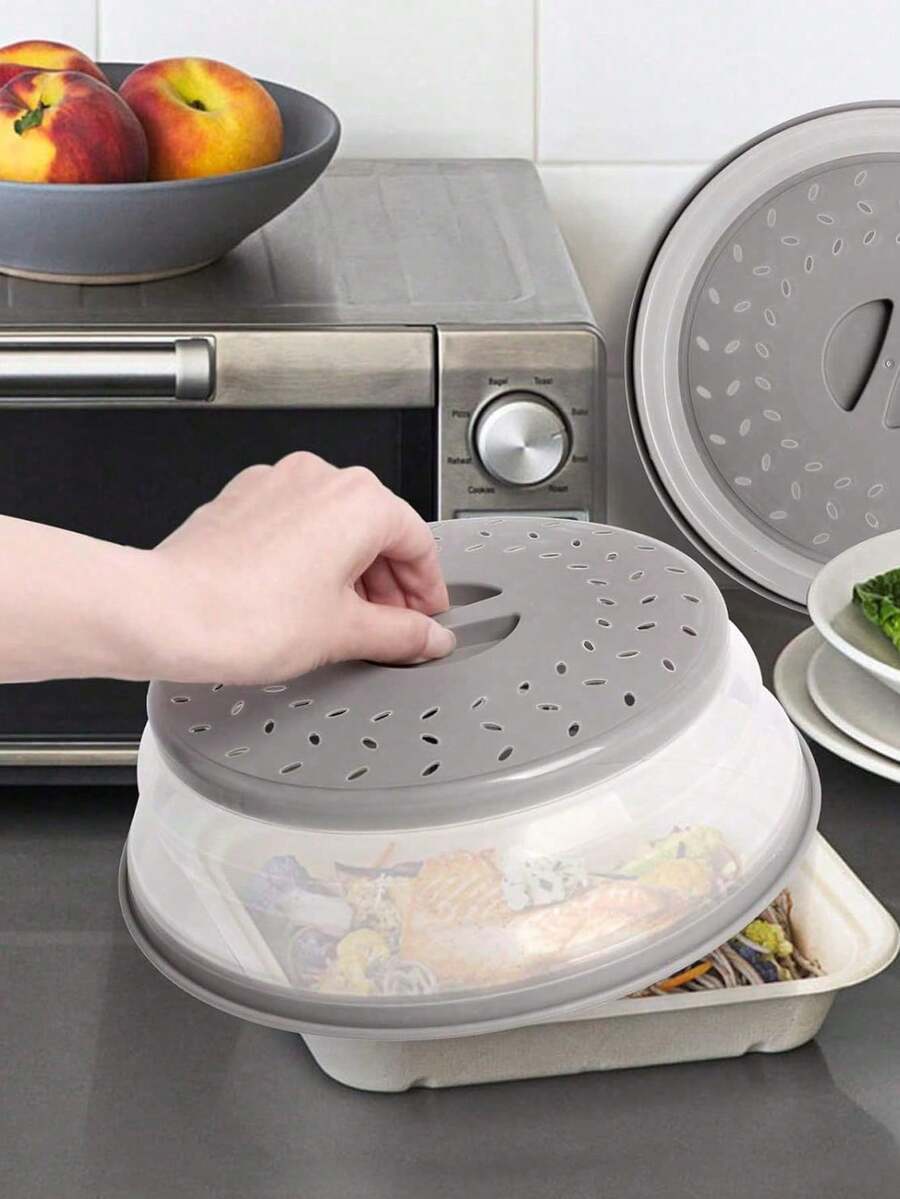 2-In-1 Foldable Microwave Splatter Cover And Vegetable Washing Filter: The Ultimate Space-Saving Kitchen Tool. Foldable Microwave Splash Guard, Dishwasher , Microwave Cover With Steam Vent, Made Of Silicone And Plastic Materials. - Multicolor - View 1