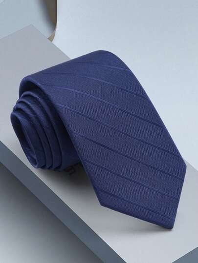 1pc Men's Business Tie, Professional Formal Interview Striped Necktie, Polyester Jacquard Silk,Accessories,Festival,Gifts