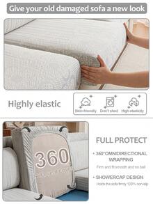 1pc Universal Elastic Jacquard Anti-Slip Sofa Cover, Minimalist Modern Sofa Slipcover, Suitable For L-Shaped And Living Room Sofa, Fits 1, 2, 3, 4 Seater Sofa Protector - Floral Garden - Gray - View 6