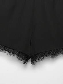 Quần short nữ mùa hè DEEKA kiểu dáng châu Âu và Mỹ, viền ren, phong cách thường ngày. - màu đen - Xem 11
