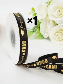2 rollos de cintas de felicitación de graduación en blanco y negro con efecto metalizado, cintas decorativas para fiestas de graduación, para envolver regalos/manualidades DIY, longitud total de 50 yardas, estilo de graduación en blanco y negro, adecuado para decorar diplomas y vestimenta de graduación - Talla única - Ver 15