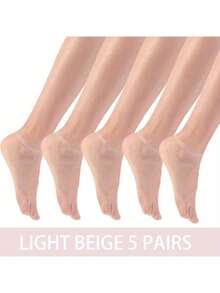 5 đôi tất nữ mùa hè không đường may, trong suốt, thoáng khí, cổ thấp đính pha lê - Nhiều màu - Xem 8
