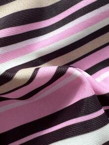 两件套条纹优雅露背泳衣沙滩比基尼套装 - 彩色 - 查看 6