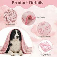 1 pieza Manta suave con estampado de pata de perro rosa, hecha de fibras súper suaves - Cómoda almohadilla para cama de mascotas para perros y gatos pequeños - Diseño cálido y adorable, manta ideal para mascotas - Rosa - Ver 9