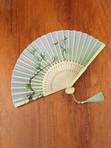 1 chiếc quạt tre kiểu Trung Quốc cổ điển, thanh lịch, quạt xếp múa sườn xám với họa tiết ngẫu nhiên, mang vẻ đẹp phương Đông cổ xưa. - nhiều màu - Xem 8