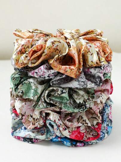 1pc Large Floral Scrunchie Hair Tie, Versatile High Ponytail Everyday Streetwear Hair Accessory, Cute Minimalist Fresh Design