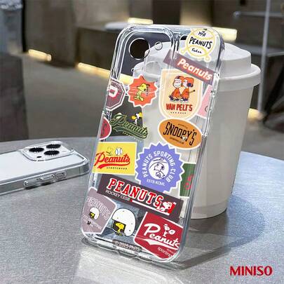 Miniso Funda de teléfono de TPU transparente con insignia de Snoopy Peanuts para iPhone 17/17 Pro/17 Pro Max/17 Air/16/15/14/13/12/11/X Series, Funda para iPhone 17 Pro Max, Funda para iPhone 17 Pro, Funda para iPhone 17, Regalos navideños para la novia