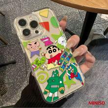 Miniso 名创优品蜡笔小新透明TPU手机壳，适用于iPhone 17/17 Pro/17 Pro Max/17 Air/16/15/14/13/12/11/X系列，iPhone 17 Pro Max手机壳，iPhone 17 Pro手机壳，iPhone 17手机壳，圣诞礼物，女朋友 - 無色 - 查看 5