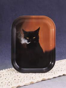 1pc High-Quality Black Cat Pattern Rolling Tray, Excellent Smoking Accessory, Ideal Holiday Gift - Print - View 6