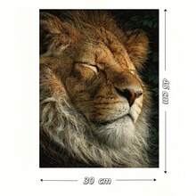 Framed Lienzo plano 2D, 2D plano, 2D plano de 1 pieza de  con una hermosa pintura al óleo de un león viejo durmiendo, diseñado en un estilo moderno con marco, perfecto para la decoración del hogar - Enmarcado - Ver 7
