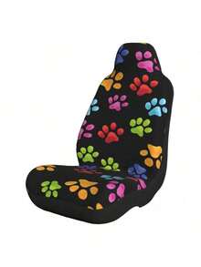 1pc Creative Colorful Dog Paw Print Car Seat Cover, Breathable Icy Silk Fabric, Soft & Comfortable, Suitable For Summer, Car Interior Decor & Protection, Accessories For Cars, Fit For Women, Universal Front Seat Cover For Sedan, SUV And Van - Multicolor - View 9