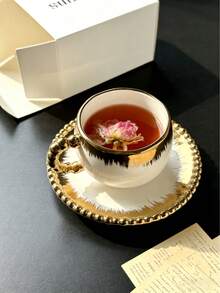 6 件套法式复古奢华珍珠镶边镀金杯碟套装，包含浓缩咖啡杯和碟子，可放入洗碗机清洗。适用于酒店、餐厅、家庭、咖啡馆、下午茶、咖啡、花草茶等场合，亦可作为个性化礼品、纪念品、厨房用品、派对、生日、婚礼礼物和晚宴礼物。适合作为情人节、母亲节、父亲节礼物。 - 彩色 - 查看 12