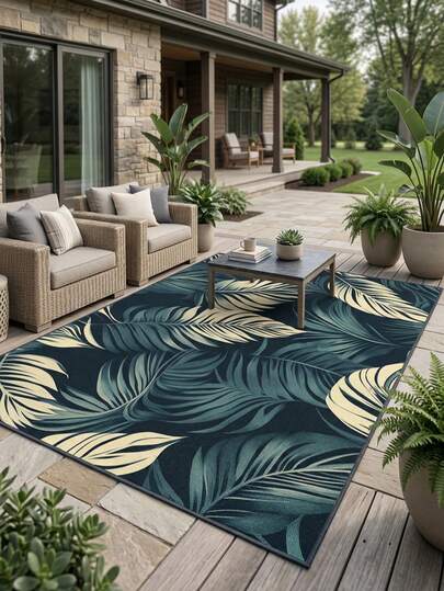 1 tấm thảm, thảm trải sàn, thảm trang trí, thảm chùi chân, họa tiết thực vật cổ điển sang trọng kiểu Châu Âu và Mỹ - họa tiết hoa lá nhiệt đới cổ điển, thảm ngoài trời cho lối vào, ban công, hành lang, sân hiên, phòng khách, mềm mại và có thể giặt máy, trang trí nhà cửa.