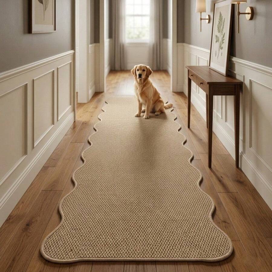 1 pieza Alfombra larga de imitación de yute marrón, lavable a máquina y duradera, adecuada para pasillo, cocina, mesilla de noche, baño, entrada, oficina en casa, lavandería - Alfombra larga fácil de limpiar, alfombra de pasillo, alfombra, alfombra de pasillo, alfombra de área, alfombra, decoración del hogar, alfombra de área de sala de estar, decoración del hogar de sala de estar - Marrón - Ver 1