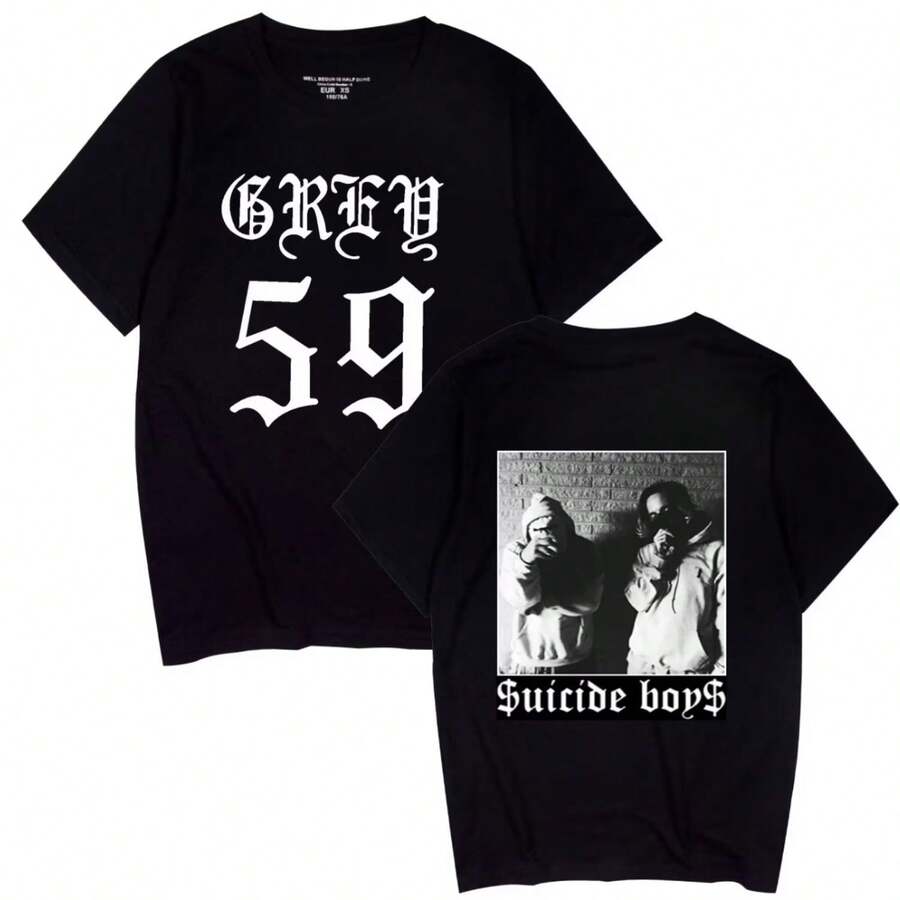 GFGSZTAFB Suicideboysa Casual Short-Sleeved Rapper Hip-Hop Street Music T-Shirt Unisex - màu đen - Xem 1
