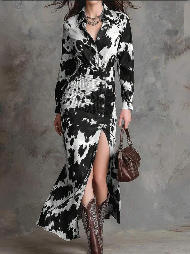 cow print long sleeve dress Amazon.com: Cow Print Women's Long Sleeve T-Shirt Dress Casual Crewneck  Tunic Top with Pocket : Clothing, Shoes & Jewelry