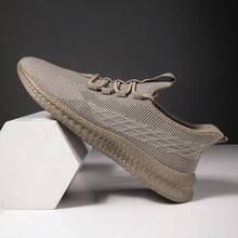 Men's Minimalist All-Match Knit Running Shoes, Lightweight Comfortable Athletic Sneakers For All Occasions - Brown - View 2