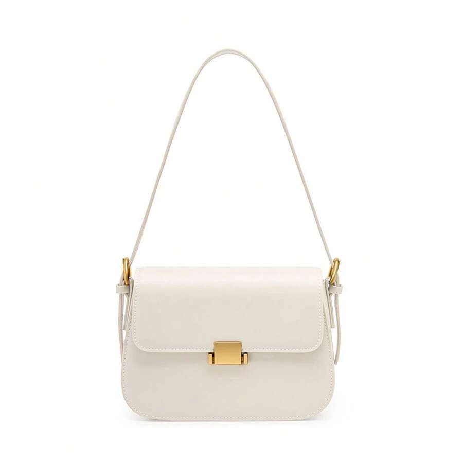 High-End Niche Design Genuine Leather Women's Underarm Bag, Spring/Summer Fashion Tofu Bag, Shoulder And Crossbody Bag - Grayish White - View 1
