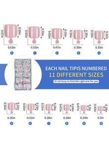240pcs Fake Toe Nails, 12 Sizes, Full Coverage Pink Toe Nail Tips, Press-On, Salon-Grade Toe Nail Extension Design, Artificial Acrylic Nail Supplies - Pink - View 4