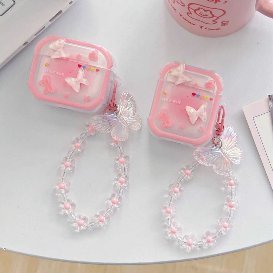 Bow-Knot 3D Butterfly Design Protective Case Compatible With Apple 4th Gen, Pro/3rd Gen, 2nd Gen, Cute Versatile Anti-Drop Bluetooth Earphone Cover