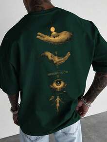 Manfinity Roughcore Men's Casual Short Sleeve Crew Neck T-Shirt With Creative And Versatile Playing Card Graphic Design - Green - View 1