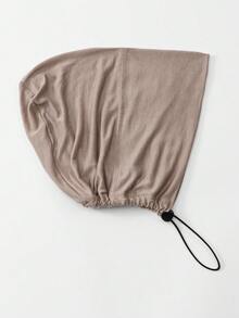 1件装女士时尚纯色弹力下巴遮盖围脖围巾，沙滩，假日 - 彈力繩小帽-淺卡其色 - 查看 3