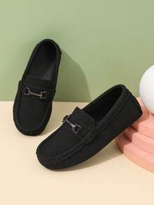 1 Pair Kids' Casual Loafers, Soft Bottom Non-Slip Slip-On Shoes Suitable For Children In Spring And Autumn, For School And Outdoor Wear - Black - View 1
