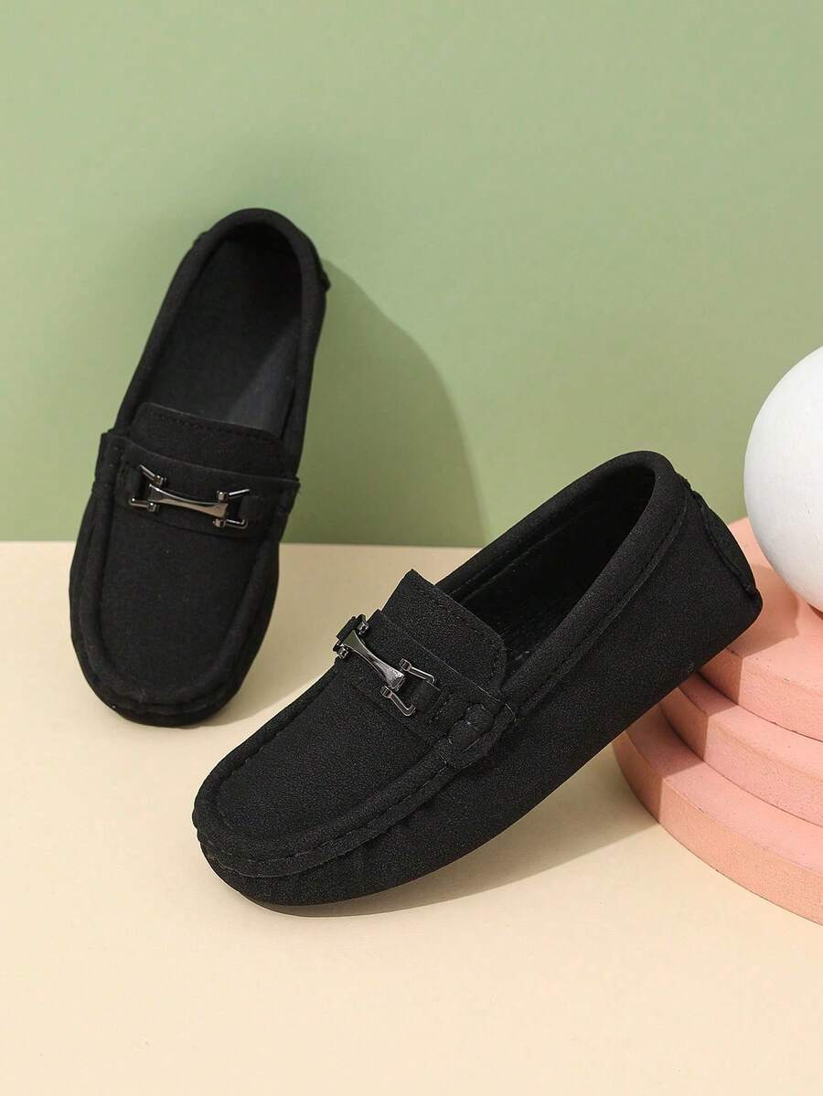 1 Pair Kids' Casual Loafers, Soft Bottom Non-Slip Slip-On Shoes Suitable For Children In Spring And Autumn, For School And Outdoor Wear - Black - View 1