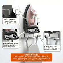 Universal Size Iron Board Holder And Hook, Home Use Iron Board Storage Rack, Iron Holder, Suitable For Various Iron Boards - White - View 6