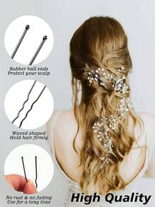 100pcs Women's Simple Fashion Street Casual Cute Elegant Convenient Alloy 2.36inBlack Metal U-Shaped Hairpin Suitable For Women's Daily Commuting Vacation Updo Hair Decoration Bathing Sports Wearing Use Hair Clip Hair Bun Maker Hairpin Hair Stick,Summer,Holiday,Travel, Head Accessories, Claw Clips - Black - View 3
