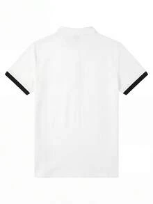 Men's T-Shirt Polo Shirt, Casual Vacation Soft Outdoor Vacation Minimalist Polo Shirt - Black and White - View 3