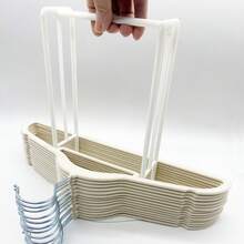 Organizador de Cabides (Pacote com 1) - Suporte Empilhável que Economiza Espaço para Cabides de Veludo e Plástico com Prendedores | Perfeito para Lavanderia e Organização de Roupas | Suporte Multiuso para Cabides e Prendedores - Ver 7