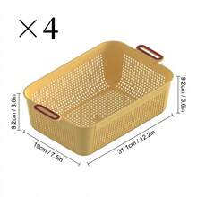 1/2/4pcsMultifunctional Plastic Cosmetic Storage Basket With Handle, Stackable Ventilated Organizer Basket For Bathroom Kitchen Cabinet Desktop Sundry Arrangement - Multicolor - View 16