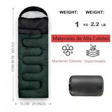 Saco de Dormir Camping Saco de Dormir Tipo sobre de 3 Estaciones Bolsa de Dormir Ligero y Impermeable Sleeping Bag Adulto Apto para Viaje Camping Senderismo y Aire Libre para Adultos y Niños - verde pino - Ver 4