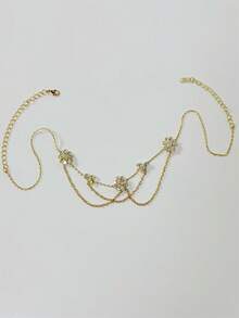Lanț de cap luxos pentru femei cu zirconiu, bijuterii elegante pentru petrecere - Aur - Vizualizare 2