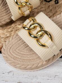 Versatile Retro Fashion Casual Vacation Beach Pearl Slip-On Sandals For Women,Summer Shoes - Beige - View 6