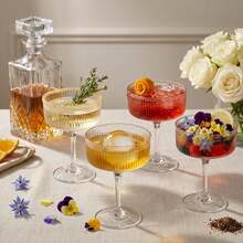 Bộ ly coupe bằng acrylic trong suốt có gân, dung tích 2-8 oz (khoảng 226,8g), không vỡ, dùng cho cocktail, martini và champagne - đường kính khoảng 10,2cm, cao khoảng 14,0cm, ly nhựa coupe tái sử dụng, dùng trong nhà và ngoài trời. - Xem 4