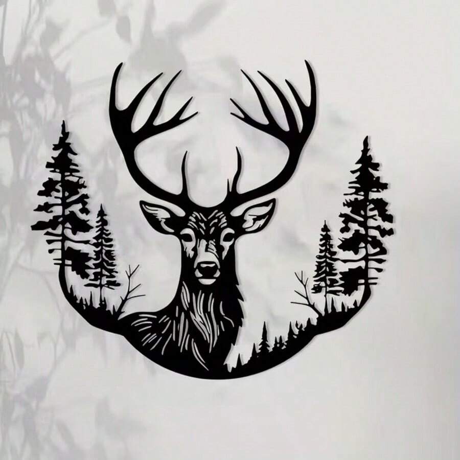 1 pièce Décoration murale en forme de cerf de forêt, sculpture décorative murale, décoration de cerf de forêt, panneau de cerf personnalisé, sculpture décorative murale, cadeau pour les chasseurs, panneau de chasse, panneau décoratif pour meubles, décoration extérieure, décoration d'hôtel - Multicolore - Voir 1