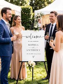 1 pieza - Póster de boda personalizado, cartel de fiesta de boda, póster de boda de estilo minimalista, incluye cartel de bienvenida a la celebración de la boda con nombres, cartel de bienvenida a la celebración de la boda con foto, tablero de bienvenida a la fiesta de boda, plantilla personalizable para cartel de bienvenida a la fiesta de boda - Multicolor - Ver 5