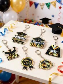 6pcs 2026 Graduation Commemorative Keychains, Black Gold Acrylic Material Graduation Cap Badge Pattern Keychains, Graduation Party Favors, Graduation Memento Keychains, Congratulations On Graduation, I Did It, Graduation Decor For 2026, Graduation Season Party Supplies, Graduation Backpack Or Car Key Chain, Graduation Party Goodie Bag Filler, 2026 Graduate Universal Gift - Black Gold Graduation Season - View 5