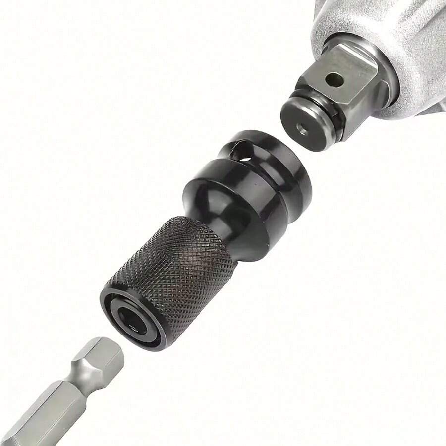 1 Set Quick Release Power Wrench Adapter Kit - 1/2" Square To 1/4" Hex Converter With O-Ring And Dowel Pin, Suitable For DIY And Metal Structure Projects, Steel Structure, Essential For DIY | Fashionable Black Appearance | Steel Structure, Wrench Adapter