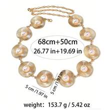 1PC New Fashion Bohemian Style Waist Chain Navel Chain Women's Light Luxury High-End Belt For Dress Waist Decoration - 10-3626 銀色 - 查看 3