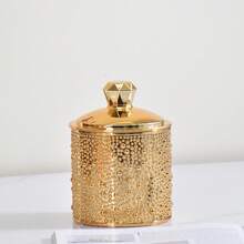 1 Luxurious Ceramic Storage Jar With A White And Gold Pattern (With Lid), Featuring Embossed Dot Design Decorations. The Jar Is Suitable For Storing Tea, Sweets, And Snacks And Can Be Used In The Kitchen/Bathroom. - View 6