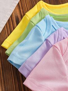 Bộ 5 món áo liền quần thoải mái, dễ thương cho bé gái, thích hợp mặc mùa xuân. - Nhiều màu - Xem 5