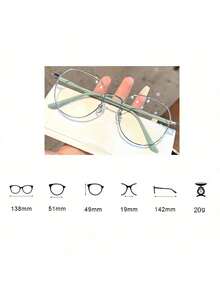 1 Pair Women's Student Round Frame Solid Color Flat Top Glasses, Minimalist Versatile Design, Clear Lenses Suitable For Reading And Computer Use - Clear - View 5