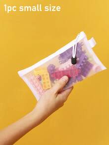 1/5PCS Bolsas de almacenamiento de malla para rompecabezas, organizador con cremallera transparente para bloques de construcción, rompecabezas, juguetes & tarjetas de aprendizaje, almacenamiento de guardería - Multicolor - Ver 9