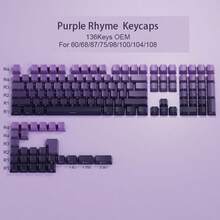 Purple Rhyme Keycaps, PBT Doubleshot OEM Profile, 136 Pcs Black & Purple Gradient Keycaps, Side-Printed Durable DIY Keycaps For 60/64/68/75/80/96/98/104/108 Keys - View 9