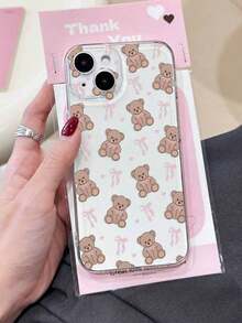 1個入り かわいい女のサブとクマの柄 ソフト透明スマホケース  11 12 13 14 15 Pro Maxを使う 防水 耐衝撃性 落下に強い 傷つきにくい 春のギフト - マルチカラー2 - チェックする 1